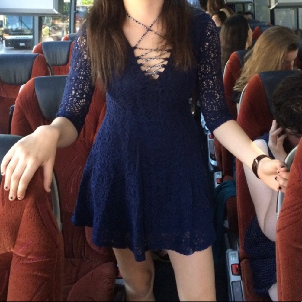 Xhileration target prom formal lacy blue dress new